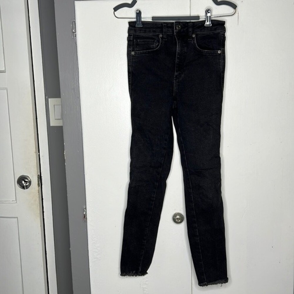 We the free black high rise skinny jeans size 27 Raw hem
